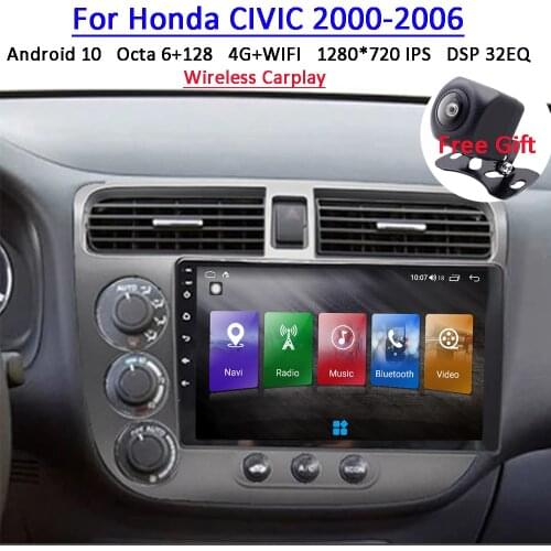 Android 10 Car Radio for Honda CIVIC 2000-2006 DVD Stereo Multimedia Tape Recorder Carplay BT WIFI Gps Navigation Headunit Touch