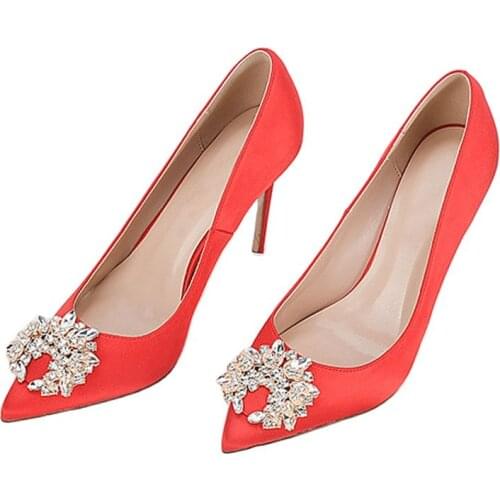 Brand Luxury Rhinestones Women high Heels Pumps Pointed Lady Wedding shoes Party Shoes