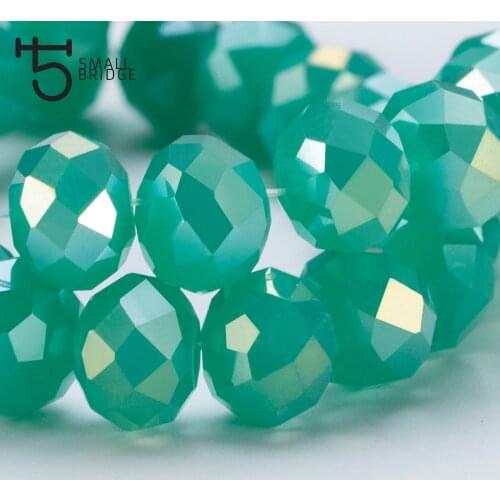 8mm Austria Green Faceted Rondelle Glass Beads Supplies for Jewelry Women Diy Perles Spacer Crystal Loose Beads Z150