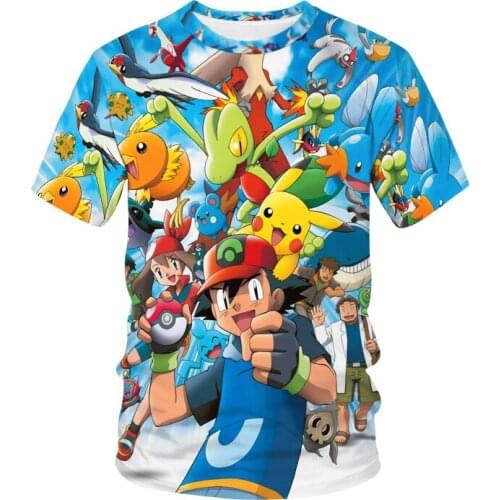 Pokemon Pikachu Kids Clothing Tops Boy T-shirt Game 3D Print T Shirts Funny Anime Short Sleeve Tee Baby Girls Tshirt P05