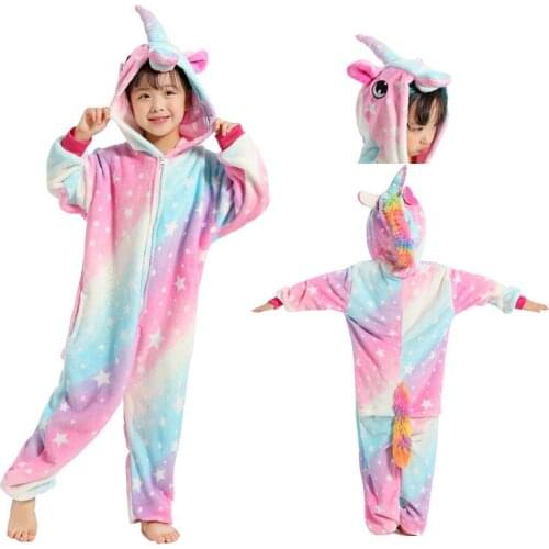 Kids kigurumi Christmas Animal Costume Flannel Soft Pajamas Set Boy Girl Child Panda Winter Sleepwear