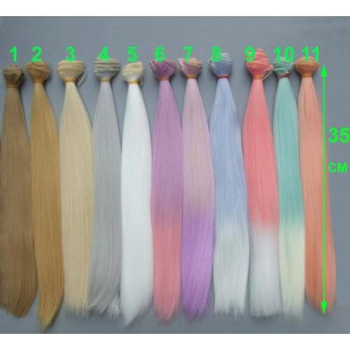 35cm Long doll hairs heat resistant straight BJD diy accessory doll trees