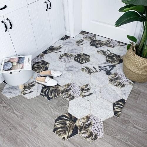 Household Floor Mats Carpet Nordic Style Printed Silk Loop Doormat Carpet Living Room Bedroom Indoor Outdoor Entrance Door Mats