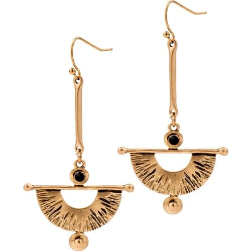 Fever&Free Vintage Jewelry Bronze Long Sector Dangle Earrings For Women 3 Colors Alloy Personality Gold Femme Drop Earrings Gift