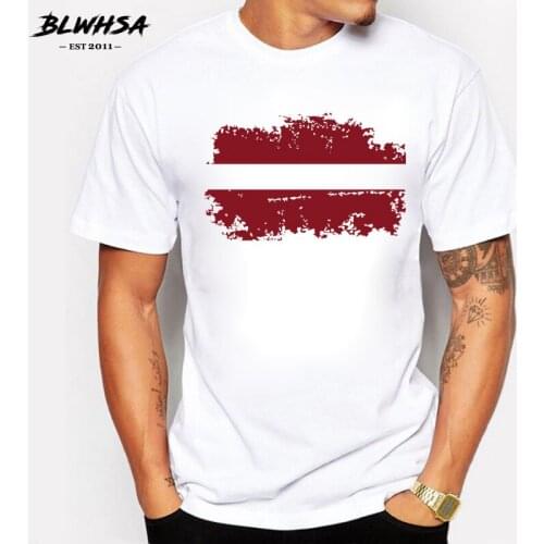 BLWHSA Summer Latvia Flag T Shirts Men Fashion Short Sleeve Cotton Funny T-shirt Latvia Ethnic Nostalgia Men Tops Tees