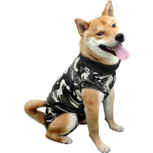 Pet Dogs Four-legged T-shirt Pets Dog Shirt Breathable High Elastic Dog Vest Clothes Stripe Weaning Suit Anti-licking