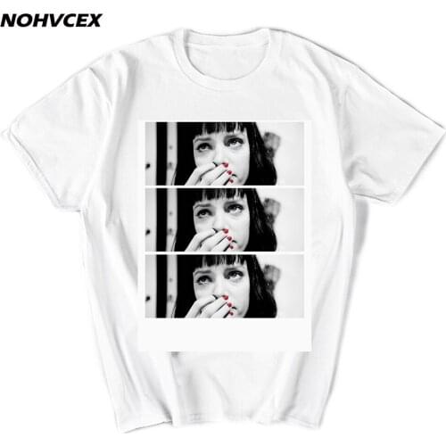 Mia Wallace Quentin Movie Pulp Fiction T-Shirts Mens Cotton Short Sleeve Hip Hop Tees Tops