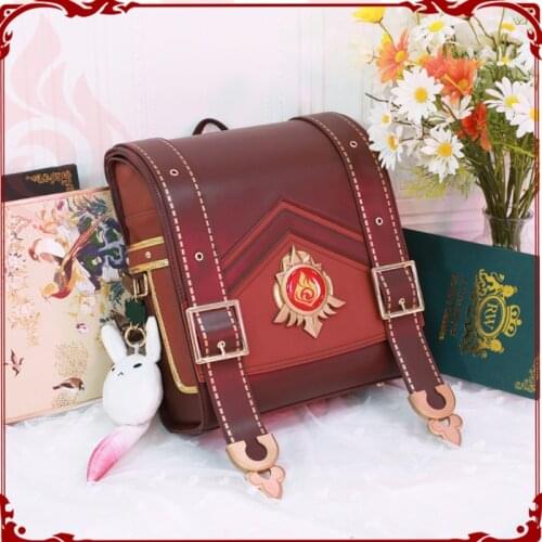 Game Genshin Impact Spark Knight Klee Cosplay Backpack Anime DODOCO Plush Pendant PU School Bag Halloween Prop Xmas Gift Shopper