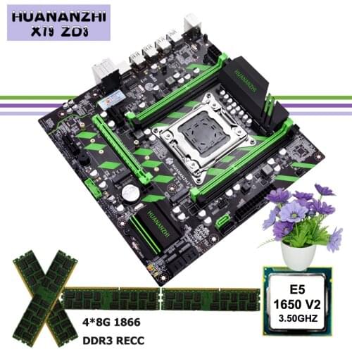 HUANANZHI X79-ZD3 Motherboard with Dual M.2 NVMe/NGFF Slots Good Processor Xeon E5 1650 V2 Big Brand RAM 32G(4*8G) 1866 REG ECC