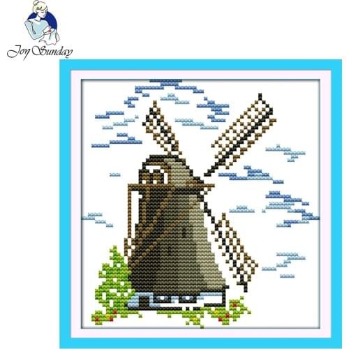 Joy Sunday Small Windmill mini Pattern printed on the fabric 11CT 14CT Cross Stitch kits needlework Sets DIY crafts embroidery