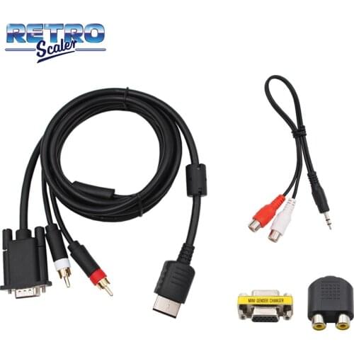 RetroScaler VGA Cable for Dreamcast console High Definition + 3.5mm to 2-Male RCA Adapter