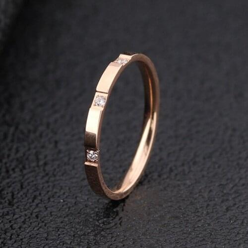 Zircon Wedding rings for women stainless steel couple rings simple crystal rings jewelry gifts for woman accessories wholesale
