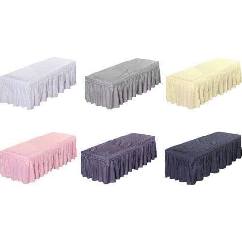 Cosmetic Beauty Massage Table Skirt Beauty Salon Bed Valance Sheet Cover with Face Breath Hole 4 Sizes Selective