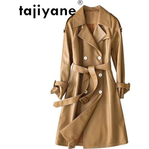 Jacket Leather Real Women Genuine Sheepskin Jackets Woman Long Coats Female100% Sheep Skin Clothes Femme Veste TN1921