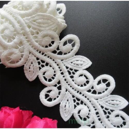 1 yard White Micro Fiber Flower Embroidered Fabric Lace Trim Ribbon Handmade DIY Sewing Supplies Craft For Costume Decoration