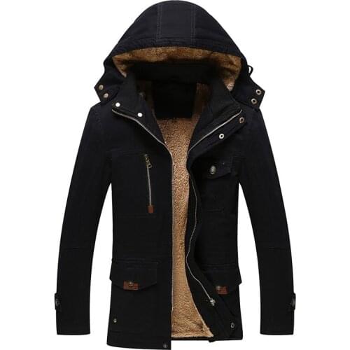 Hot High-grade autumn and winter men warm hooded jacket coat Overcoat Leisure Plus velvet Hooded