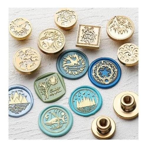 European-style Seal Copper Envelope Seal First Letter Animation Icon Lacquer Seal Copper Head Greeting Card DIY Decoration