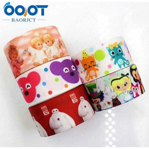 OOOT BAORJCT 176036 25mm 10yard Cartoon Ribbons Thermal transfer Printed grosgrain Wedding Accessories DIY handmade material