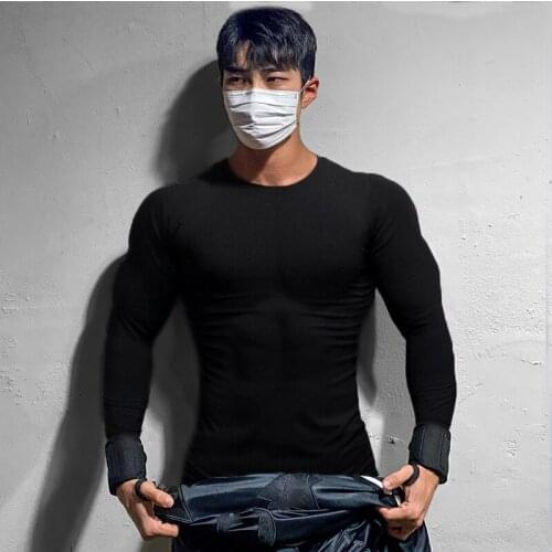 Brand Gym Clothing Fitness T-shirt Men Compression Skinny Bodybuilding t shirt Autumn Muscle Long Sleeve Sports Workout Tee Tops