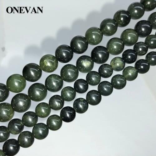 ONEVAN Natural 8mm 10mm Smooth Round Loose Canadian jadeite nephrite Beads Diy Bracelet Necklace Jewelry Making Gemstone Design
