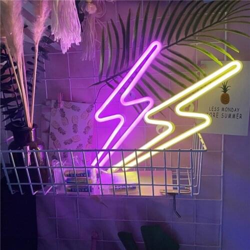 Neon Led Wall Light Slim Lanky Neon Lightning Light Sign Lamp Bedroom Home Decorations Neon Lamps Gifts For Christmas New Year