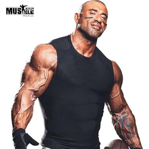 MUSCLE ALIVE mens t shirts fashion 2018 Tights T-shirt Lycra Brand Clothing Spandex Tops Sexy Tshirt Homme Skinny Undershirts