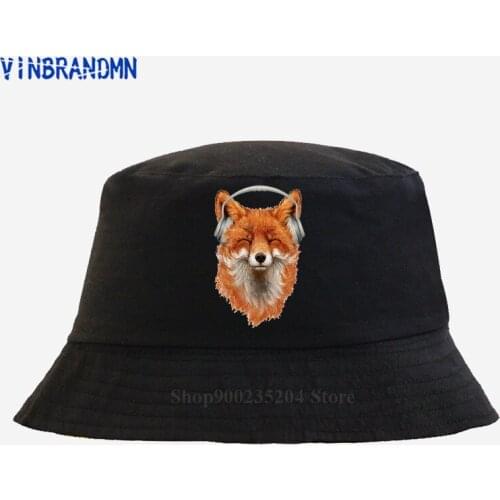 The Musical Fox unisex Bucket hat Rock Music Kawaii Hip Hop Foxy hat streetwear fox Fashion Fishing hat Death Metal apparel hats