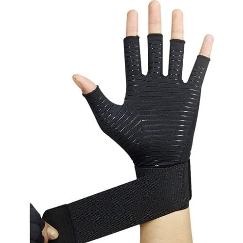 WorthWhile 1 Pair Compression Arthritis Gloves for Women Men Joint Pain Relief Half Finger Brace Therapy Wrist Support Anti-slip