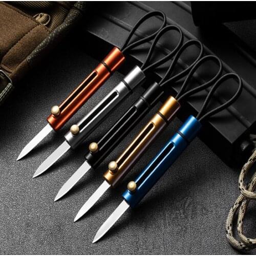 Mini Portable Knife EDC Creative Push Knife Outdoor Tool Key Ring Fruit Knife