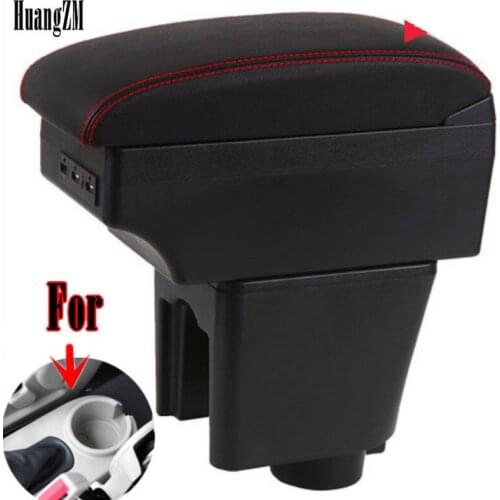 For Chevrolet Aveo T200 / T250 2002-2011 Rotatable Top Leather Center Console Storage Box Armrest Cup Arm Rest 2008 2009 2010