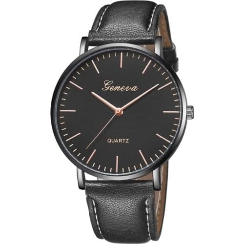 Casual Men Watches Geneva Watches Men Brown Leather Band Quartz Watches Ultra Thin Mens Watches Relogio Masculino reloj hombre