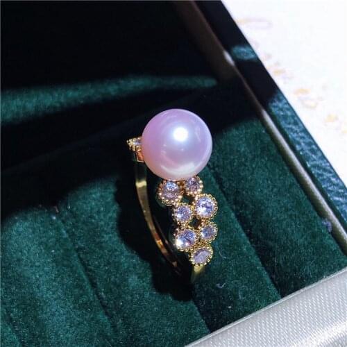 Gold Plated Ring Base Mountings Findings Settings Adjustable Ring Jewelry Parts Fittings Accessories for Pearl Beads Stones