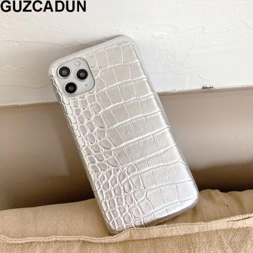 Luxury Alligator Print Hard Phone Cases for Iphone 12 11 Pro Max 7 8 Plus Xr Xs Max X 12 Mini PC+PU Cover Half-Wrapped Case Etui