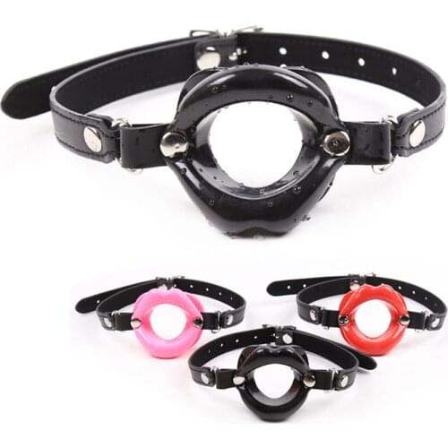 Sexy Leather Open Mouth Gag Oral Fetish Slave Restraints BDSM Bondage Ring Gag Erotic Toys Adult Lingerie For Couples
