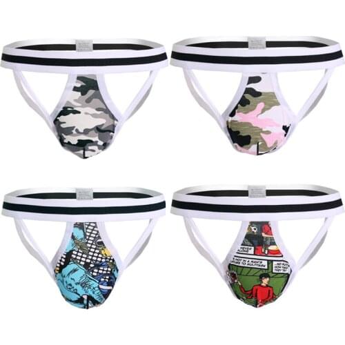 G-Strings&Thongs Mens Athletic Supporter Performance Jockstrap Elastic Waistband Gay Men Underwear Sexy Camouflage Green Thong