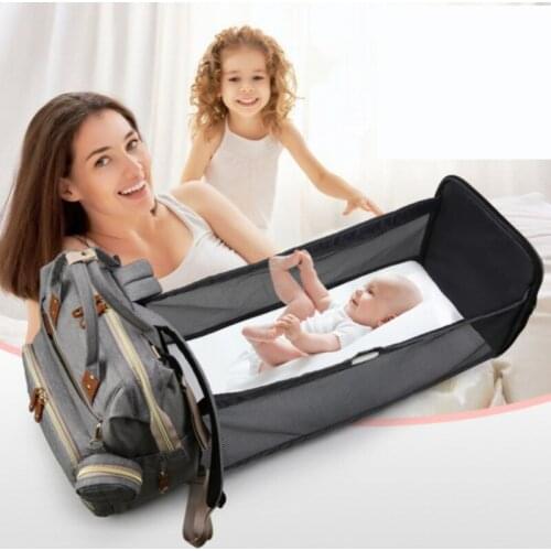 GY Mummy Bag Fashion Mom Baby Diaper Bag Shoulder Multi-Function out Large Capacity Convenient Folding Bed Package