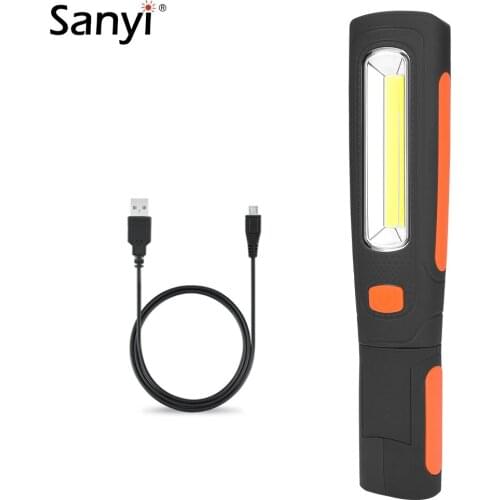 2 Modes COB LED Flashlight USB Rechargeable Work Light Magnetic Torch Portable Lantern Swivel Hanging Hook Lamp For Car Reparing