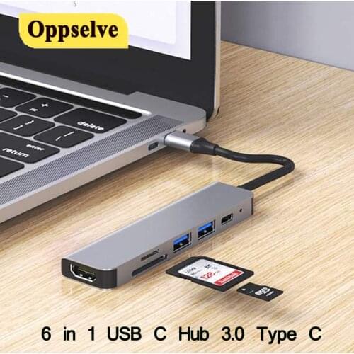 USB C Hub 3.0/2.0 Type C For iPad Pro Macbook Pro Air Multi Adapter 3.5mm Aux Jack USB TF/SD Card Reader For Computer Notebook