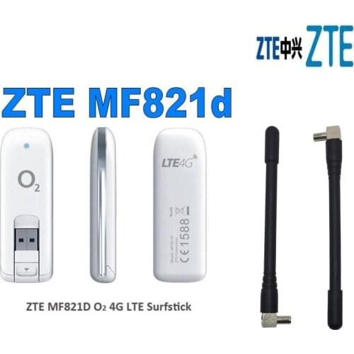 USB Modem ZTE MF821D 100Mbps LTE 4G 3G Dongle Mobile Broadband Wireless plus 2pcs 4g antenna