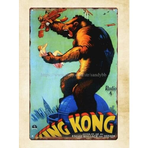 Top interior home garden decoration king kong poster metal tin sign