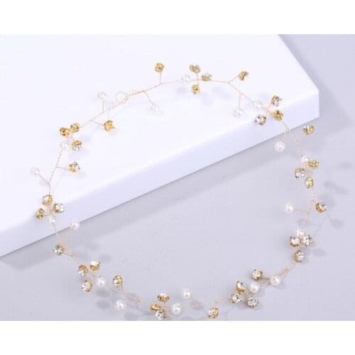 2020 Crystal Wedding Hair Accessories Headband Simulated Pearl Bridal Vine Hairbands Crown Headpiece Bride Womens Jewelry