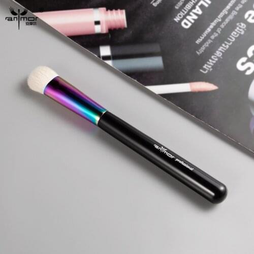1Pcs Anmor Goat Hair Powder Highlighter Makeup Brush Professional Natural Hair Wooden Makeup Brushes Apply For Powder Cosmetics