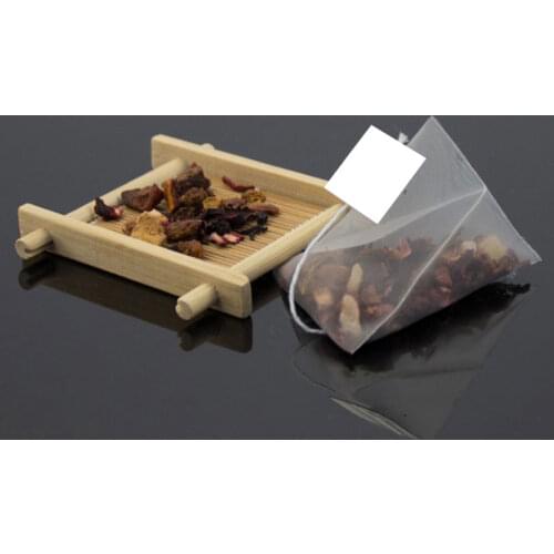 100pcs/lot Pyramid Tea Bag Filters Nylon TeaBag Single String With Label Transparent Empty Tea Bags