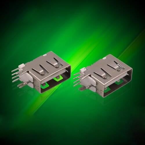 100pcs High-quality USB 2.0 Connector A Female 2.0a-f Side Inserted 90 Degrees Short Body 10.0 Female Seat USB