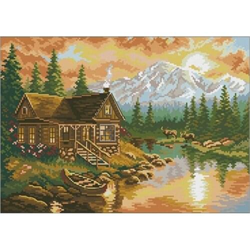11/14/18/16/22/25/28ct Dusk by the lake house patterns Counted Cross Stitch 1 Cross Stitch Kits Embroidery Needlework Sets