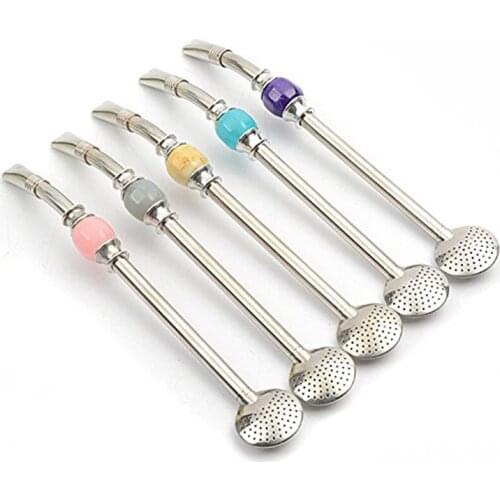 2pcs Premium SUS18/10 Stainless Steel Yerba Mate Bombilla Straw Long Enough with Cleaning Brush and Removal Filter Head