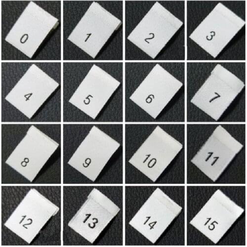 200pcs Size labels for Garment 0-39 Number Size black/White/ Polyester Woven folded labels Clothes sewing tags 35*12MM LB-036