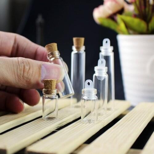 5pcs 11x22mm 11x35mm Mini Small Glass Bottles with Clear Cork Stopper Jars Tiny Wedding Vials Message Favor Containers Jewelry