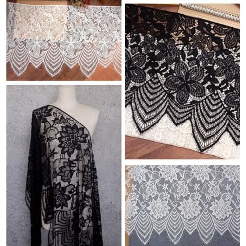 9Meters Black and white thick jacquard eyelash lace fabric width DIY home textile curtain skirt clothing cloth TX360