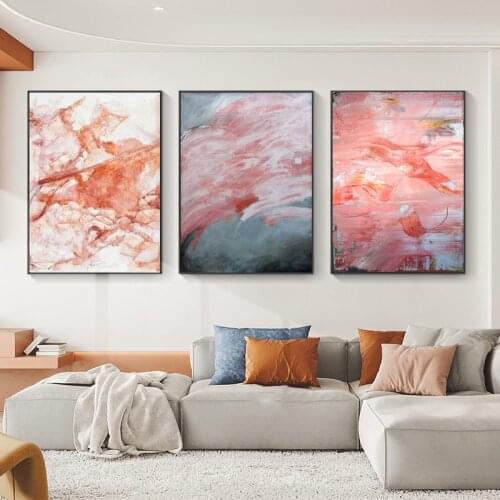Abstract Pink Ink Ripple Landscape Canvas Painting Nordic Wall Art Pictures Moedrn Posters and Prints for Living Room Home Decor